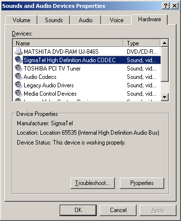 vista sigmatel audio driver